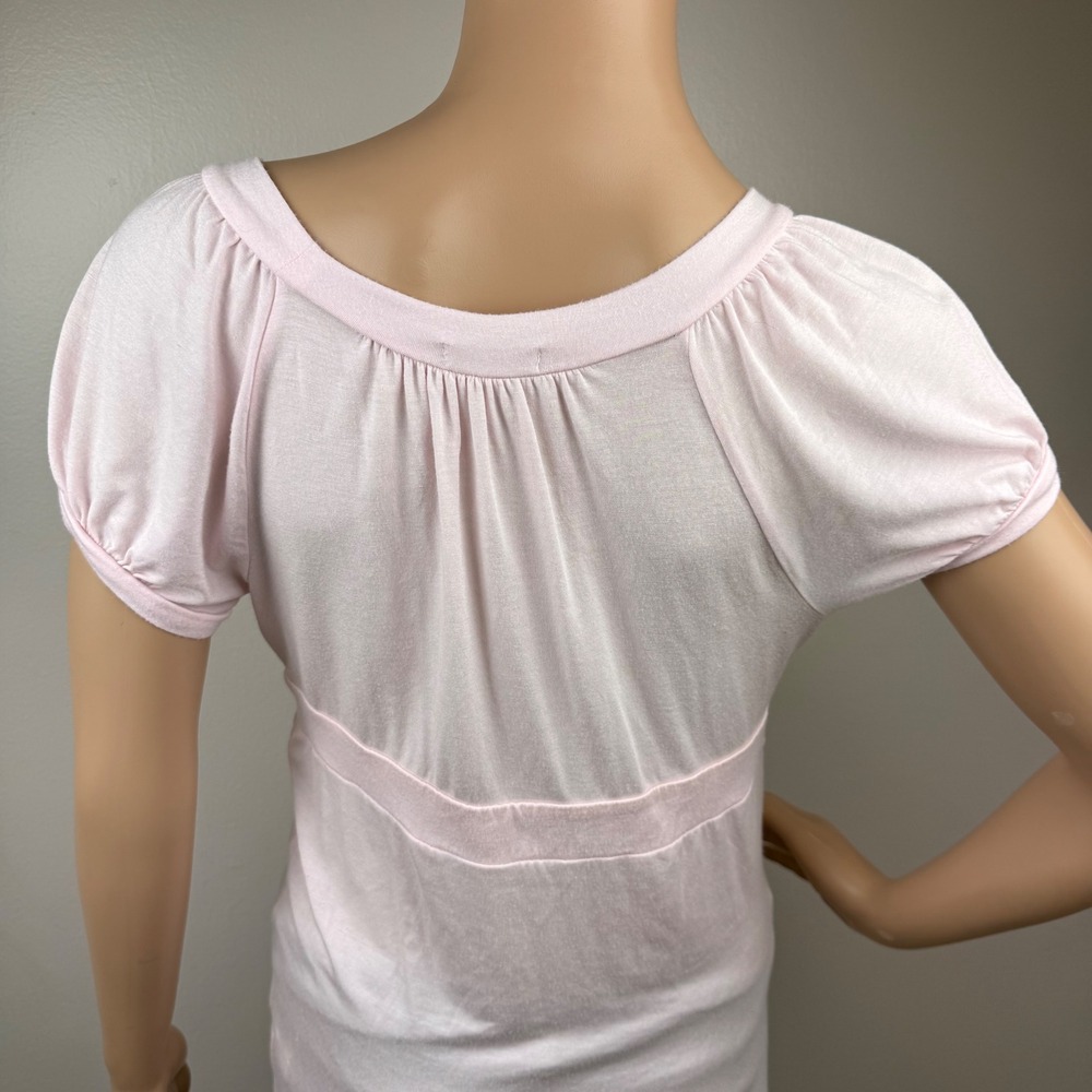 Old Navy Pink Babydoll Puff Sleeve Empire Waist Top M Y2K Cottagecore Blouse - Picture 5 of 9